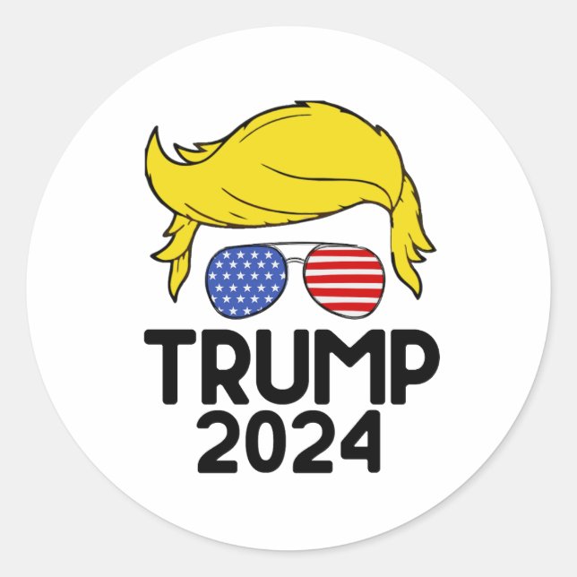 Trump 2024 Amerikanische Flagge Runder Aufkleber (Vorderseite)