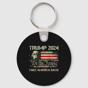 Trump 2024: Amerikas Fahne zurücknehmen (auf Bac Schlüsselanhänger