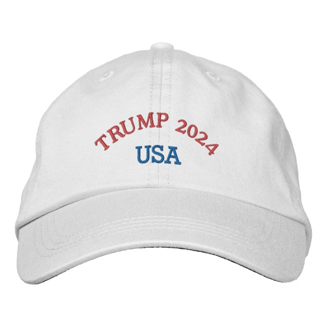 TRUMP 2024: ANPASSBARE GAP - WEISS BESTICKTE BASEBALLKAPPE (Vorderseite)