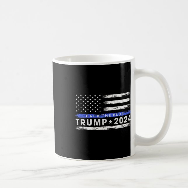 Trump 2024 Back The Blue Thin Blue Line American F Kaffeetasse (Rechts)