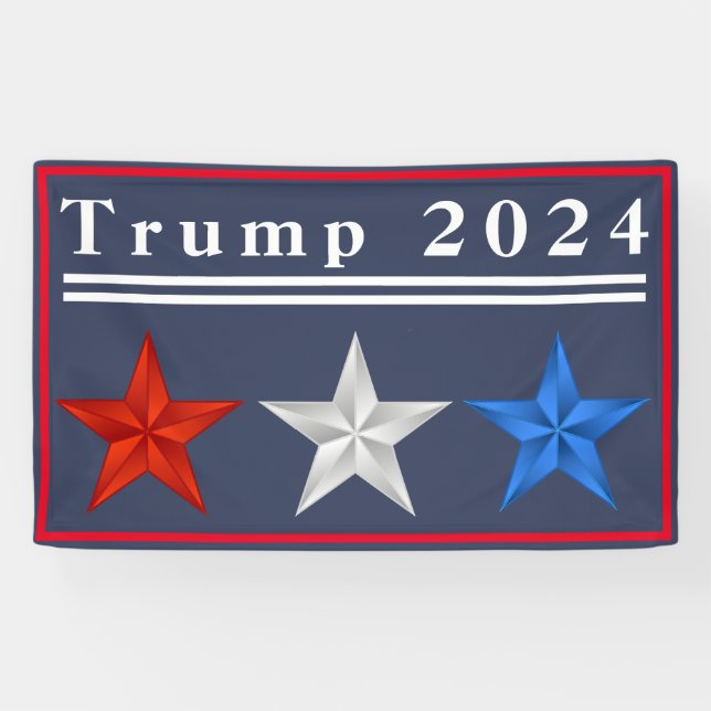 Trump 2024 - Banner aus Rot, Weiß und Blau (Horizontal)