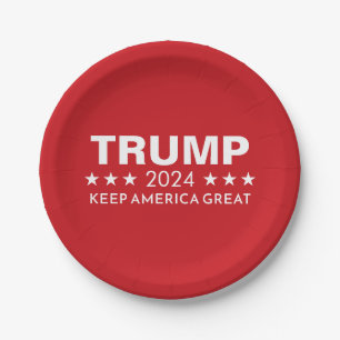 Trump 2024 - Behalt Amerika Großes Rot Pappteller