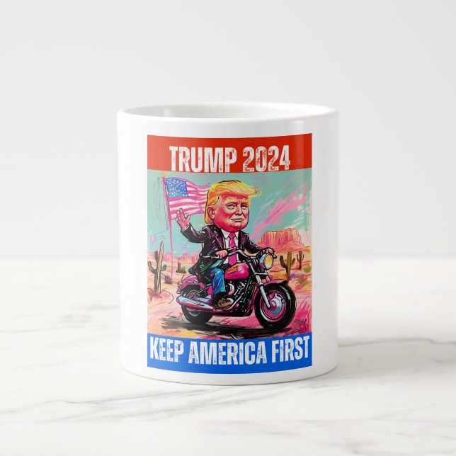 TRUMP 2024 BEHALTE AMERIKA ERSTE Jumbo-Tasse (Vorderseite)