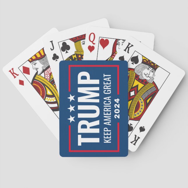 Trump 2024 Behielt Amerika groß - blau rot Spielkarten (Rückseite)