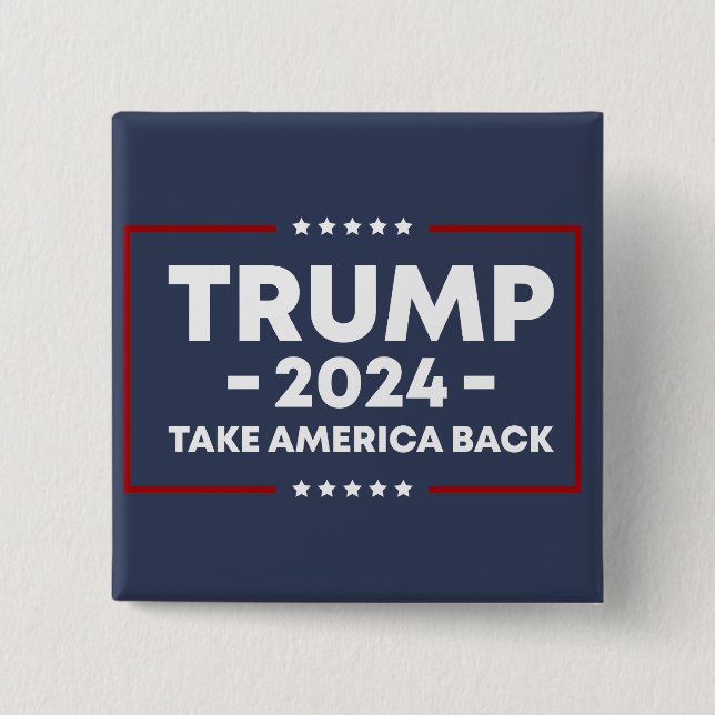 Trump 2024 Behielt Amerika groß - blaue rote Namen Button (Vorderseite)