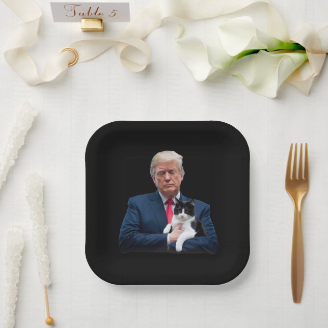 Trump 2024 Cat MAGA Funny Trump Cat Pappteller (Hochzeit)