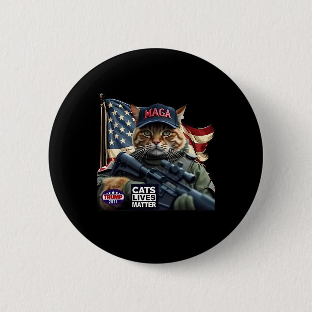 Trump 2024 Cats Lives-Problem Button (Vorderseite)