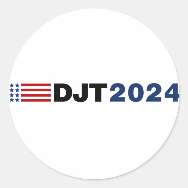 Trump 2024 DJT Runder Aufkleber (Vorderseite)