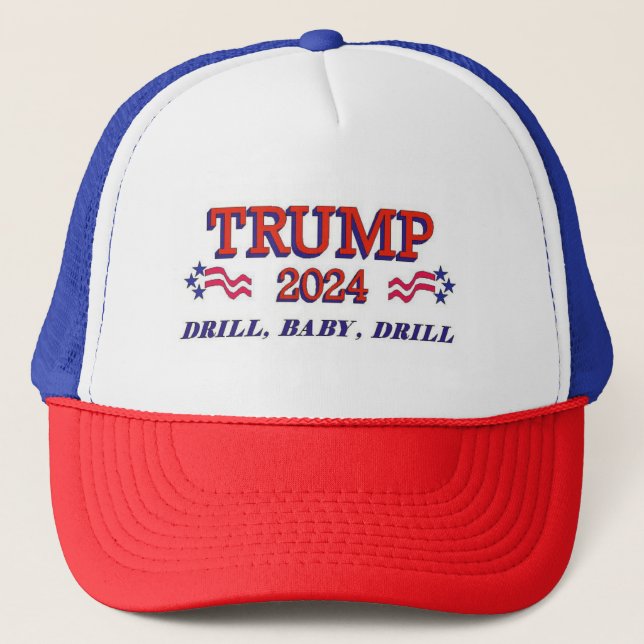 Trump 2024 Drill Baby Drill Truckerkappe (Vorderseite)