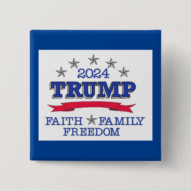 Trump 2024 Faith Family Freedom Button (Vorderseite)