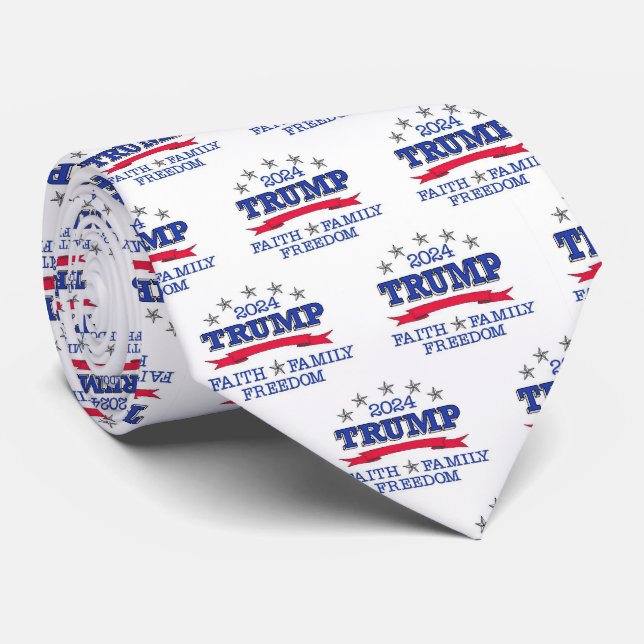 Trump 2024 Faith Family Freedom Neck Tie Krawatte (Gerollt)