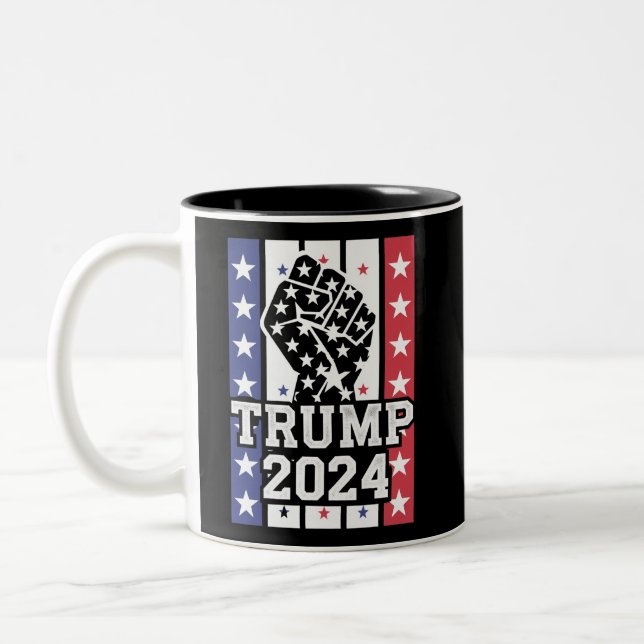 Trump 2024 Fist Outlaw Hillbilly J.D.Vance 2024 Zweifarbige Tasse (Links)