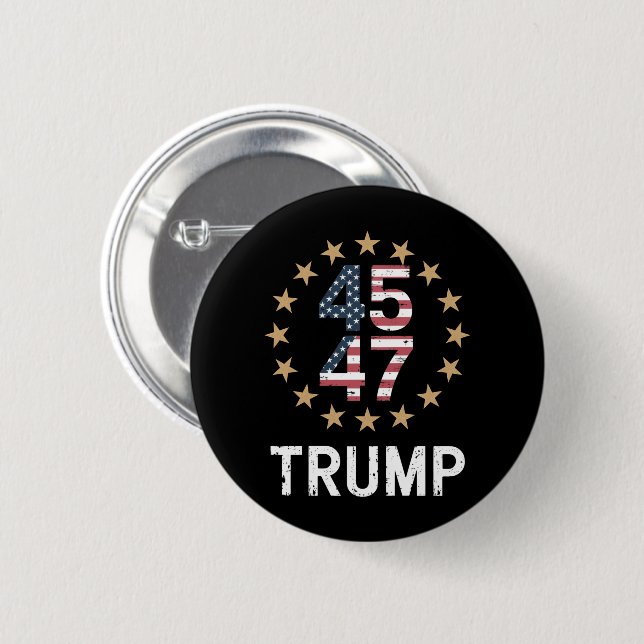 Trump 2024 Flag Amerika zurück 45 47 Button (Vorne & Hinten)