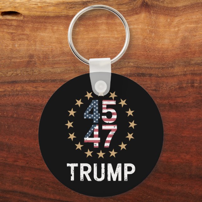 Trump 2024 Flag Amerika zurück 45 47 Schlüsselanhänger (Vorderseite)