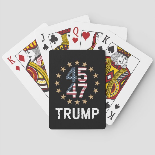 Trump 2024 Flag Amerika zurück 45 47 Spielkarten (Rückseite)