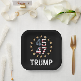 Trump 2024 Flag Amerika zurücknehmen Trump 45 47 Pappteller