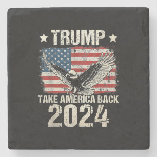 Trump 2024-Flagge: Holt Amerika zurück Männer Frau Steinuntersetzer