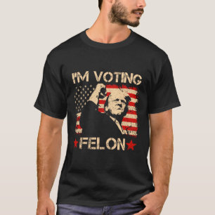 Trump 2024 Flagge Retro Ich Wähle Verurteilter Str T-Shirt