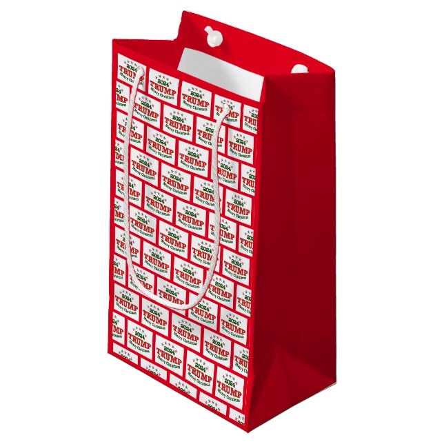 Trump 2024 Frohe Weihnachtsgeschenktasche Kleine Geschenktüte (Vorderseite Schrägansicht)