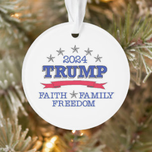 Trump 2024: Glaube, Familie, Freiheit Ornament