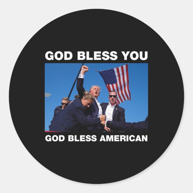 Trump 2024 Gott segne Sie - Gott segne Amerika Runder Aufkleber (Vorderseite)