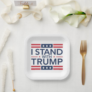 Trump 2024 Ich stehe mit Trump Unterstützer Präsid Pappteller