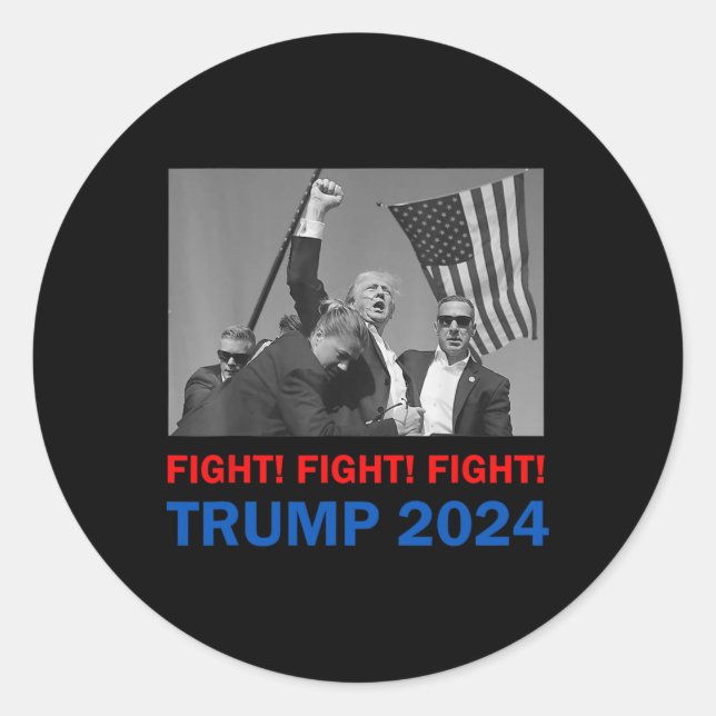 Trump 2024 kämpft gegen Donald Trump Fist Pum Runder Aufkleber (Vorderseite)