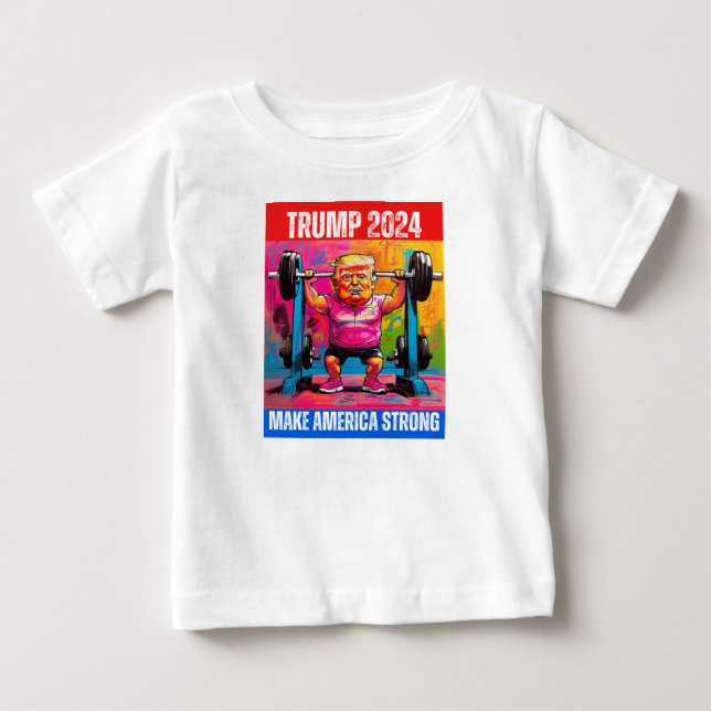 TRUMP 2024 MACHT AMERIKA STARK BABY T-SHIRT (Vorderseite)