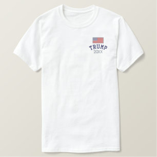Trump 2024 mit amerikanischer Flagge Besticktes T-Shirt