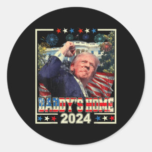 Trump 2024 nimmt Amerika zurück Daddys Zuhause Tru Runder Aufkleber