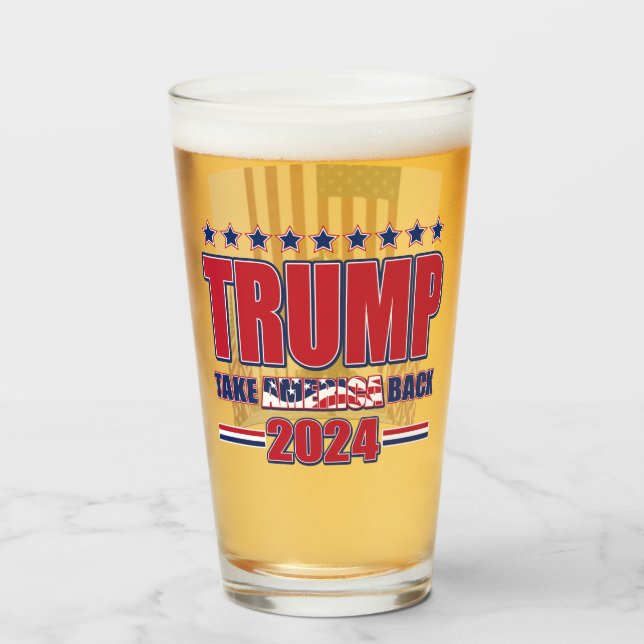 Trump 2024 nimmt Amerika zurück Glas (Vorne (Gefüllt))