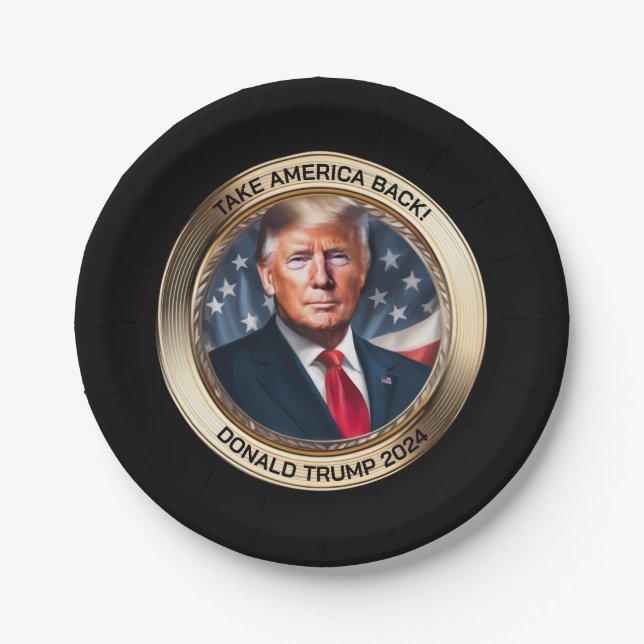 Trump 2024 nimmt Amerika zurück Pappteller (Vorderseite)