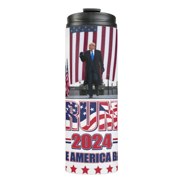 Trump 2024 nimmt Amerika zurück Thermosbecher (Vorderseite)