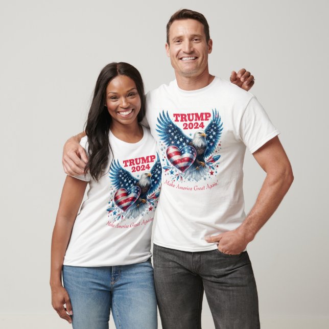 Trump 2024 Patriotic Eagle and Heart T-Shirt (Unisex)