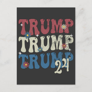 Trump 2024 Patriotische amerikanische Fahne 4. Jul Ankündigungspostkarte