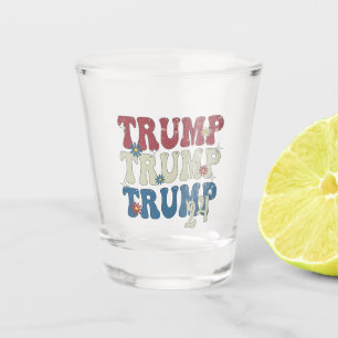 Trump 2024 Patriotische amerikanische Fahne 4. Jul Schnapsglas