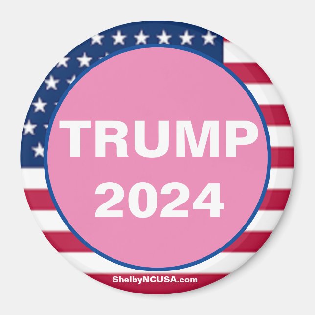TRUMP 2024 Pink Patriotischer Magnet (Vorne)