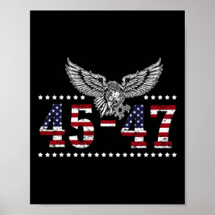 Trump 2024 Präsident 45 und 47 amerikanische Flagg Poster