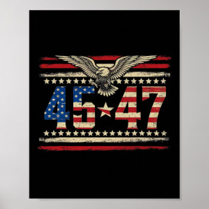 Trump 2024 Präsident 45 und 47 amerikanische Flagg Poster