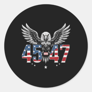 Trump 2024 Präsident 45 und 47 amerikanische Flagg Runder Aufkleber
