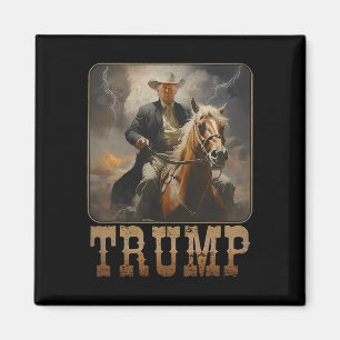 Trump 2024 Präsident Cowboy Riding Horse Western U Magnet