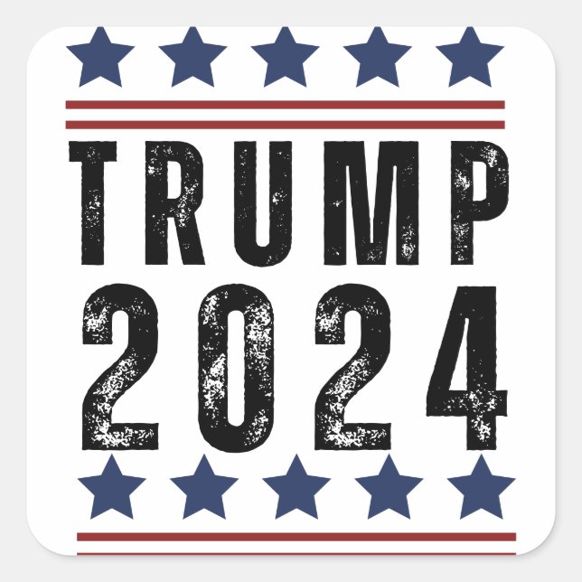 Trump 2024 quadratischer aufkleber (Vorderseite)