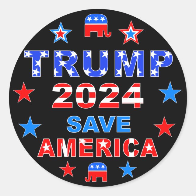 TRUMP 2024 RETTE AMERIKA RUNDER AUFKLEBER (Vorderseite)
