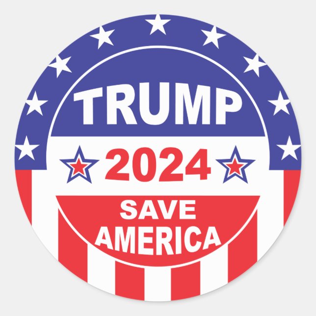 TRUMP 2024 RETTE AMERIKA RUNDER AUFKLEBER (Vorderseite)