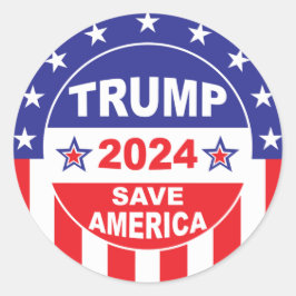 TRUMP 2024 RETTE AMERIKA RUNDER AUFKLEBER