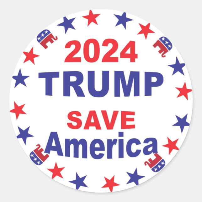 TRUMP 2024 RETTE AMERIKA RUNDER AUFKLEBER (Vorderseite)