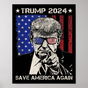 Trump 2024 Rettete Amerika wieder amerikanische Fl Poster