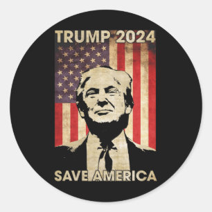 Trump 2024 Rettete die amerikanische Flag-Wahl Gif Runder Aufkleber