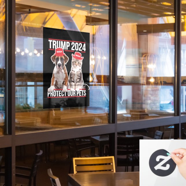 Trump 2024 schützt unsere Haustiere Katzen Hunde M Fensteraufkleber (Restaurantfenster)