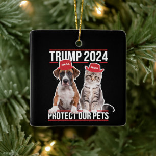 Trump 2024 schützt unsere Haustiere Katzen Hunde M Keramikornament